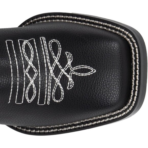 J's.o.l.e Women Black Cowboy Boot Square Toe Western Cowgirl Fashion Botte - Picture 6 of 9